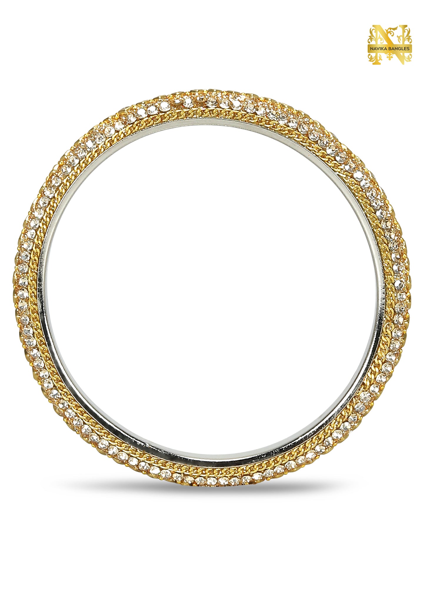 Metal Kundan Bangles Set (4 Bangles) | NB-METAL-KUNDAN-4-BNGL | Navika Bangles