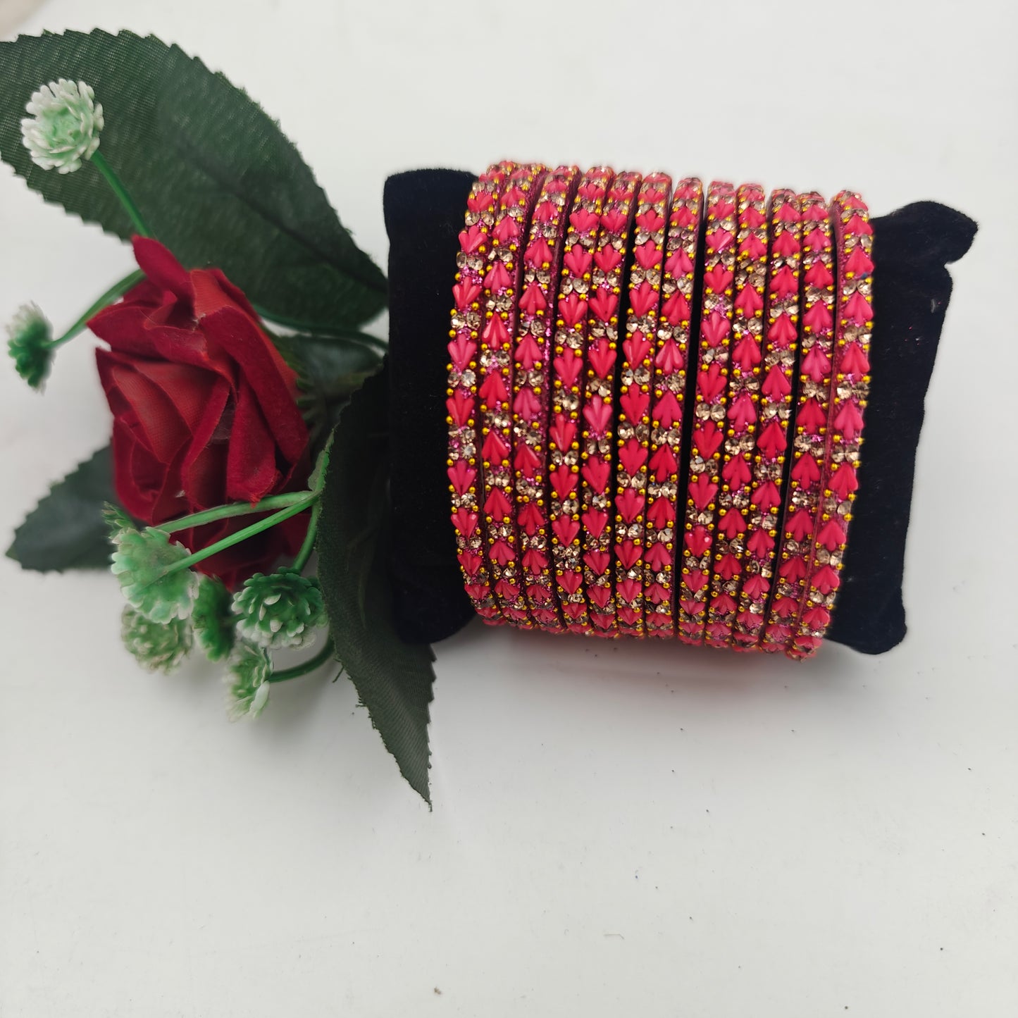 Navika Drishyam Designer Glass Bangles Set for Women – Premium Stone Studded Fancy Bangles (12 Pieces Set)