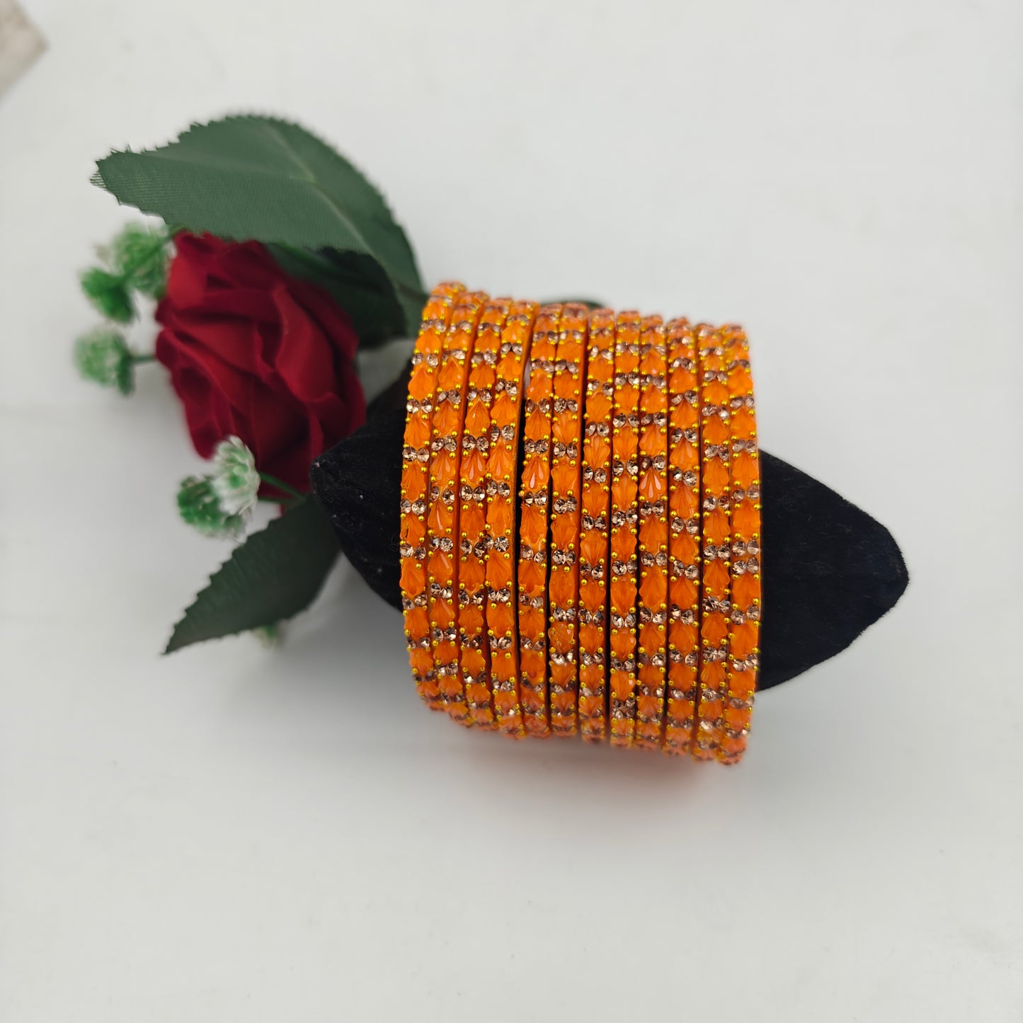 Navika Drishyam Designer Glass Bangles Set for Women – Premium Stone Studded Fancy Bangles (12 Pieces Set)