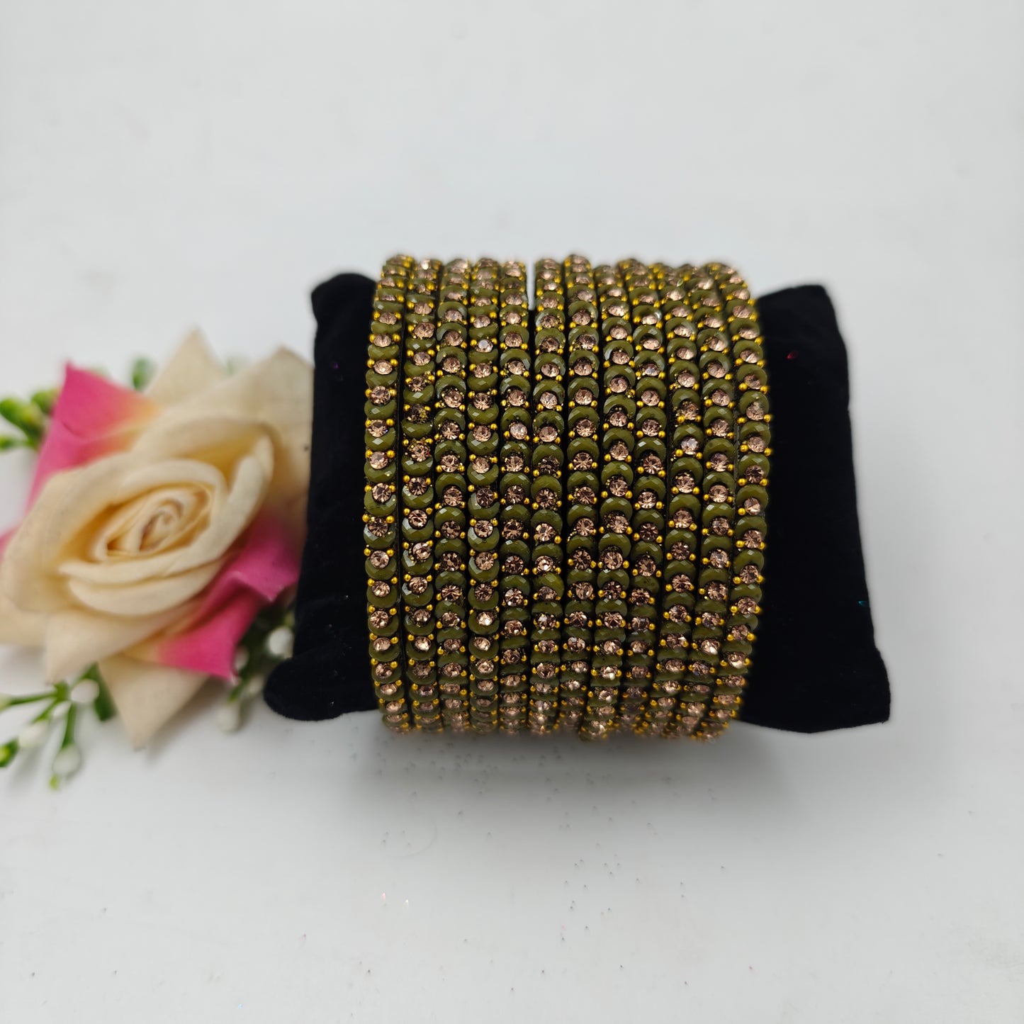 Navika Bangles Dhamaka Design Stone Studded Traditional Glass  Bangles Set for Women & Girls – One Dozen (Pack of 12)