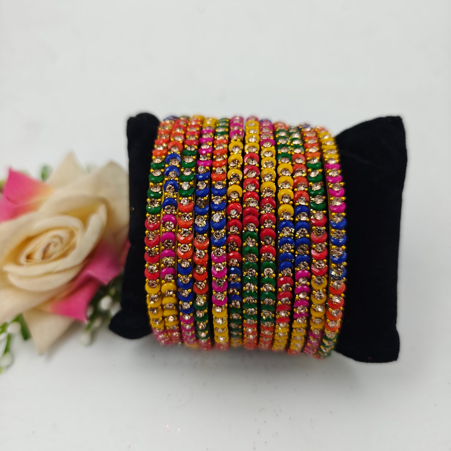 Navika Bangles Dhamaka Design Stone Studded Traditional Glass  Bangles Set for Women & Girls – One Dozen (Pack of 12)