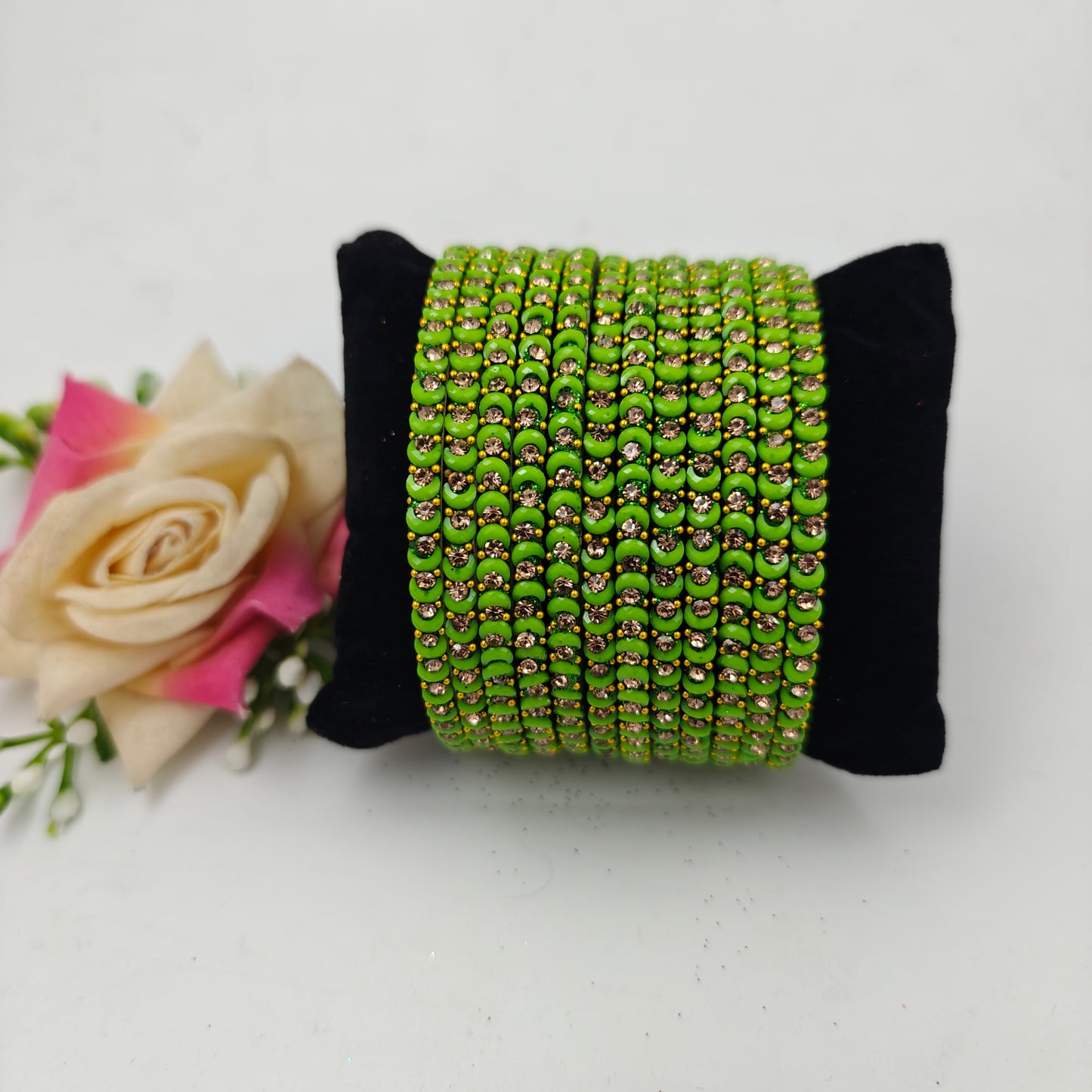 Navika Bangles Dhamaka Design Stone Studded Traditional Glass  Bangles Set for Women & Girls – One Dozen (Pack of 12)