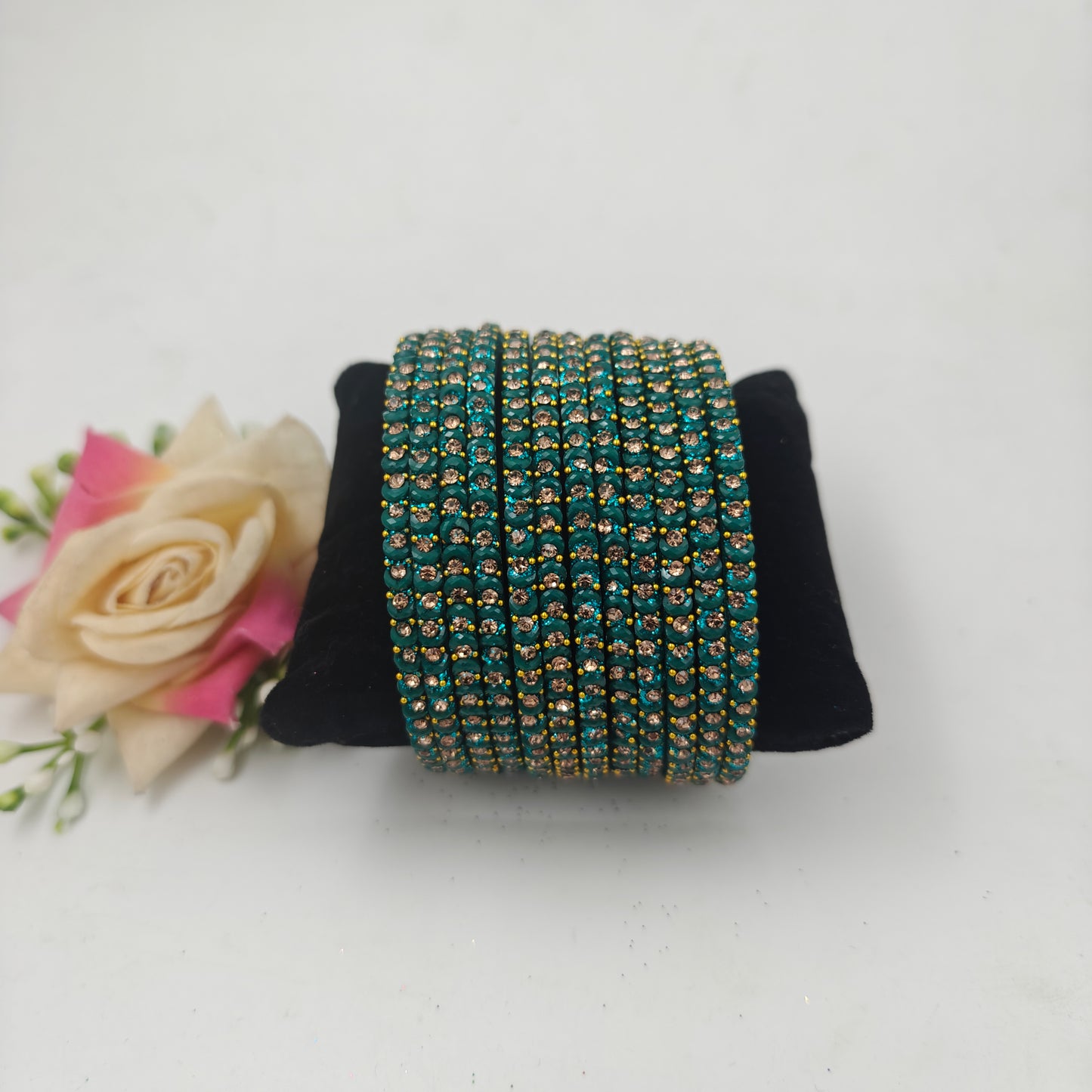 Navika Bangles Dhamaka Design Stone Studded Traditional Glass  Bangles Set for Women & Girls – One Dozen (Pack of 12)