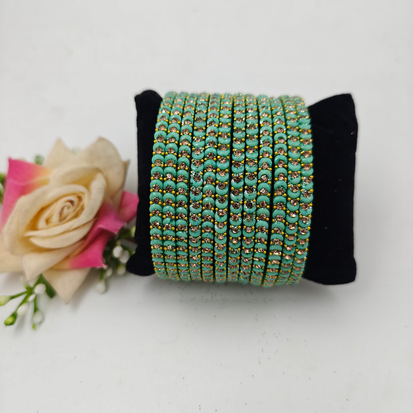 Navika Bangles Dhamaka Design Stone Studded Traditional Glass  Bangles Set for Women & Girls – One Dozen (Pack of 12)