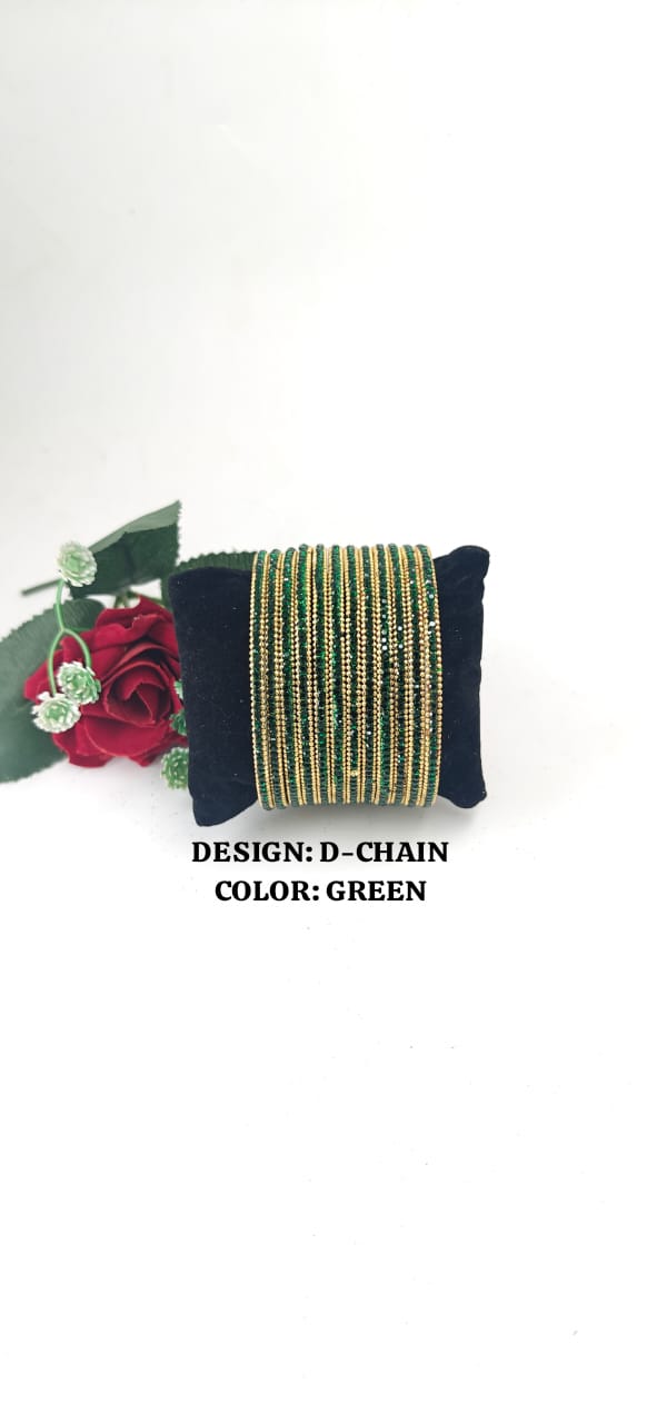 Glass D-Chain Bangles – One Dozen Set | NB-GLASS-D-CHAIN-ONE-DOZEN-BNGL | Navika Bangles