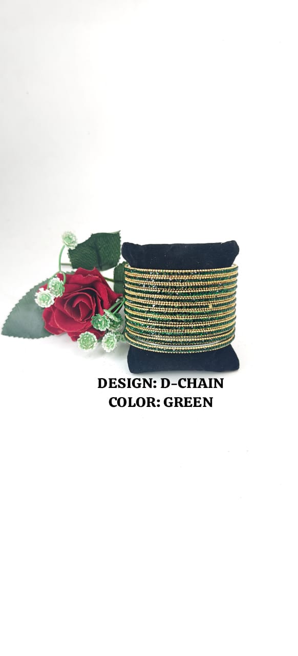 Glass D-Chain Bangles – One Dozen Set | NB-GLASS-D-CHAIN-ONE-DOZEN-BNGL | Navika Bangles