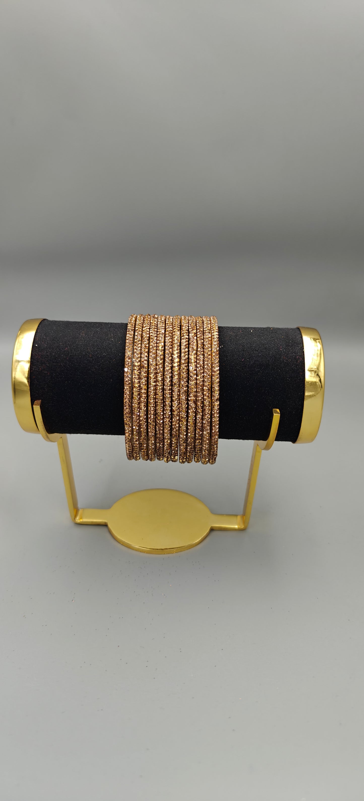 NB Glass D-Line Golden Bangles – Elegant One Dozen Sparkle Set