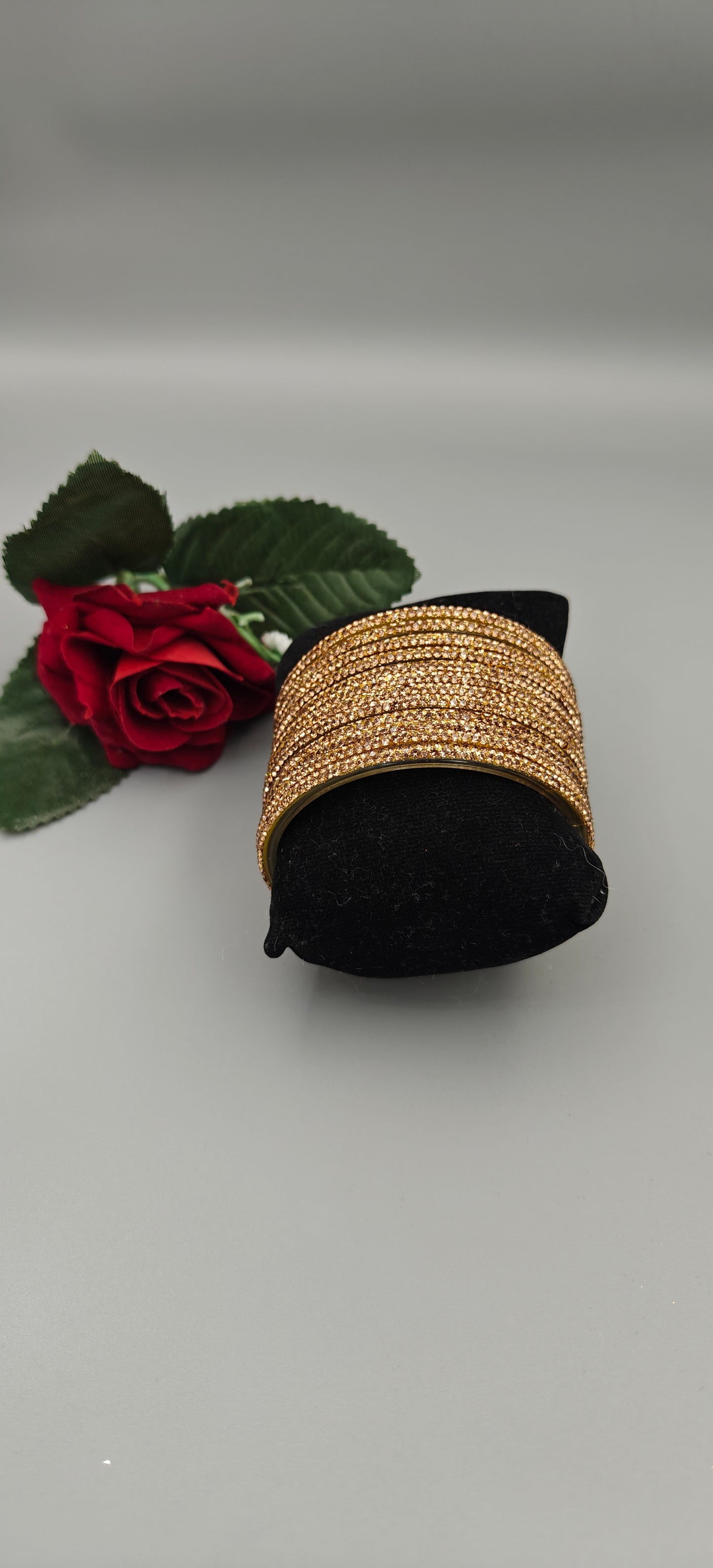 NB Glass D-Line Golden Bangles – Elegant One Dozen Sparkle Set