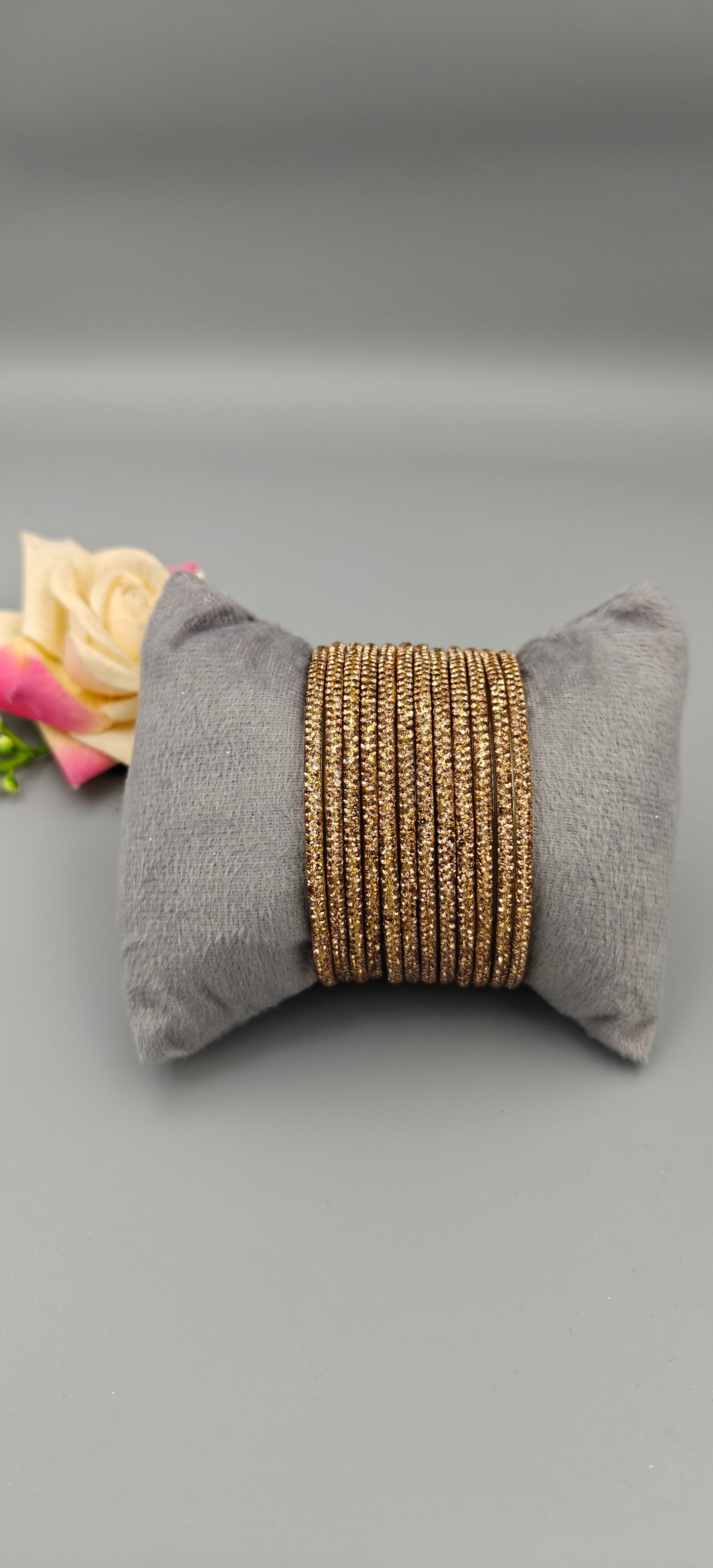 NB Glass D-Line Golden Bangles – Elegant One Dozen Sparkle Set