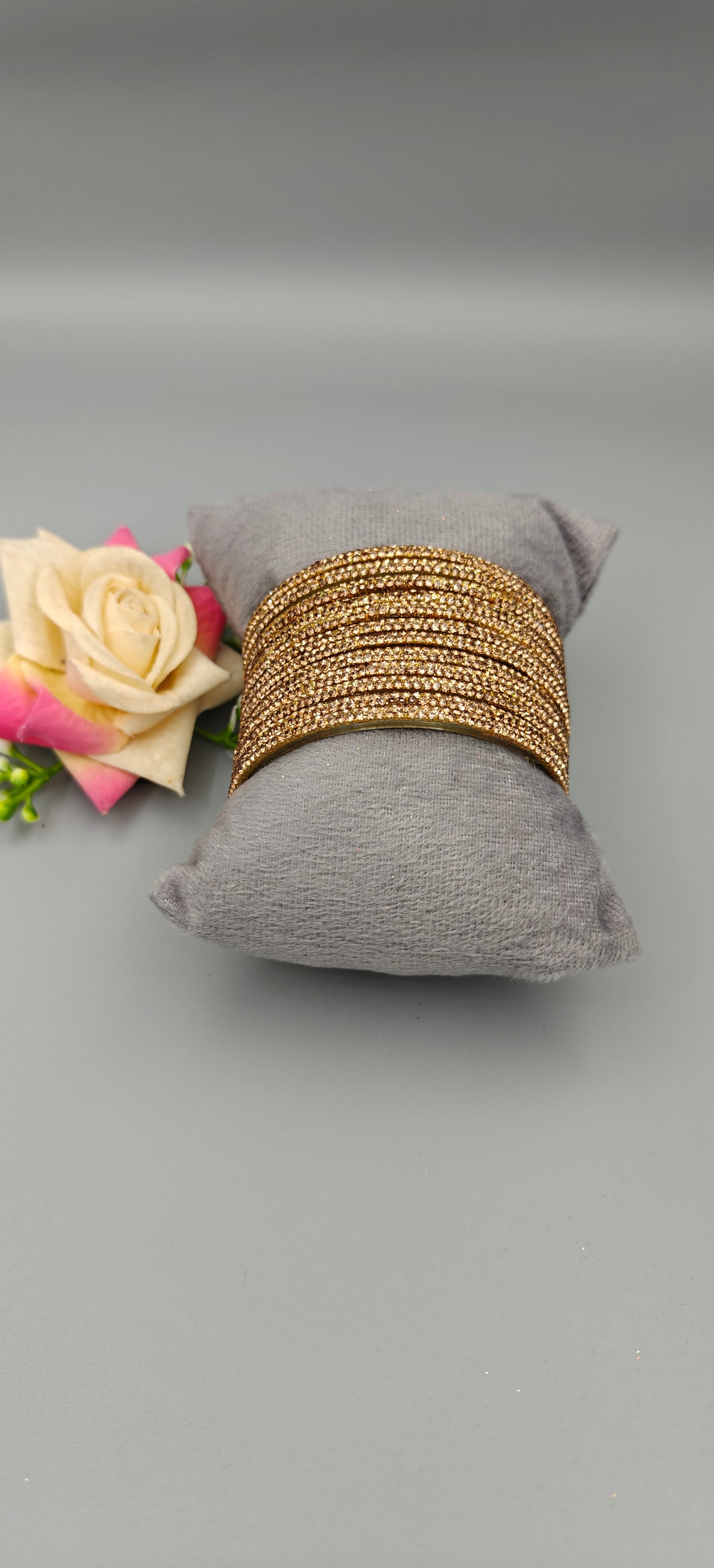 NB Glass D-Line Golden Bangles – Elegant One Dozen Sparkle Set