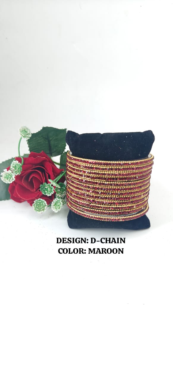 Glass D-Chain Bangles – One Dozen Set | NB-GLASS-D-CHAIN-ONE-DOZEN-BNGL | Navika Bangles
