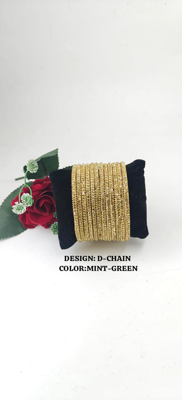 Glass D-Chain Bangles – One Dozen Set | NB-GLASS-D-CHAIN-ONE-DOZEN-BNGL | Navika Bangles