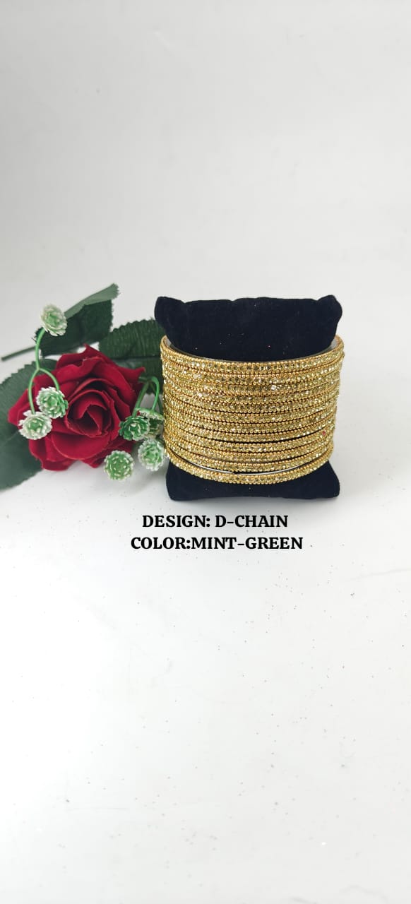 Glass D-Chain Bangles – One Dozen Set | NB-GLASS-D-CHAIN-ONE-DOZEN-BNGL | Navika Bangles