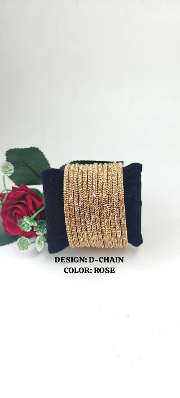 Glass D-Chain Bangles – One Dozen Set | NB-GLASS-D-CHAIN-ONE-DOZEN-BNGL | Navika Bangles