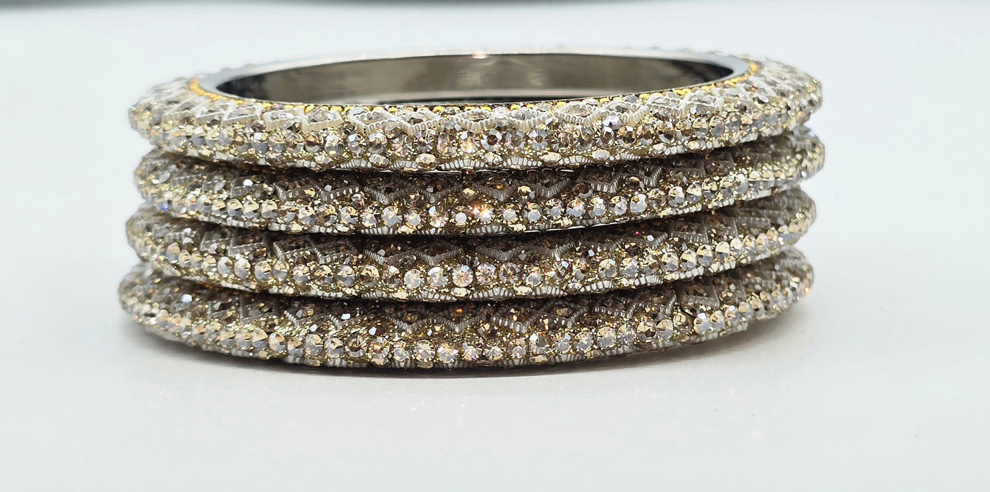 Shadow Pacheli Square Shape Metal Bangles – 4 Bangles Set | Navika Bangles