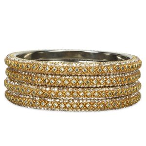 Metal Kundan Bangles Set (4 Bangles) | NB-METAL-KUNDAN-4-BNGL | Navika Bangles