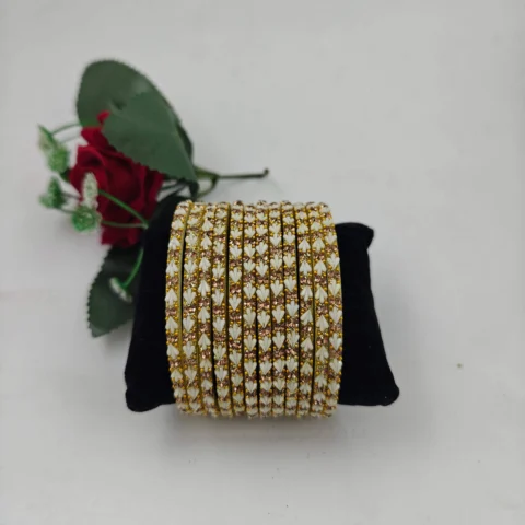 Drishyam Stone Glass Bangles, Set of 12 — front view