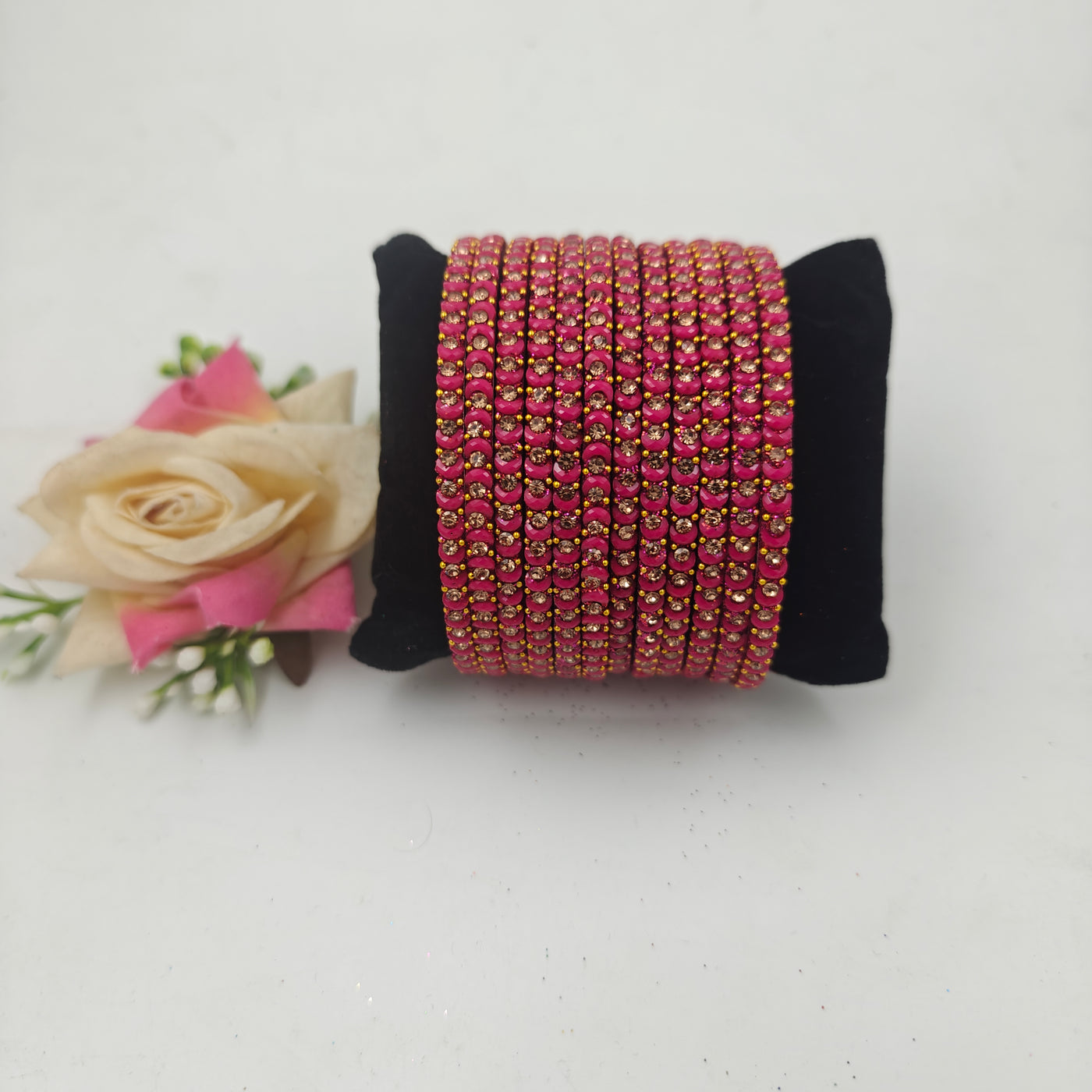 Navika Bangles Dhamaka Design Stone Studded Traditional Glass Bangles Set for Women & Girls – One Dozen (Pack of 12)