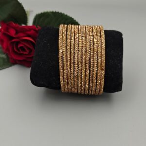 NB Glass D-Line Golden Bangles – Elegant One Dozen Sparkle Set
