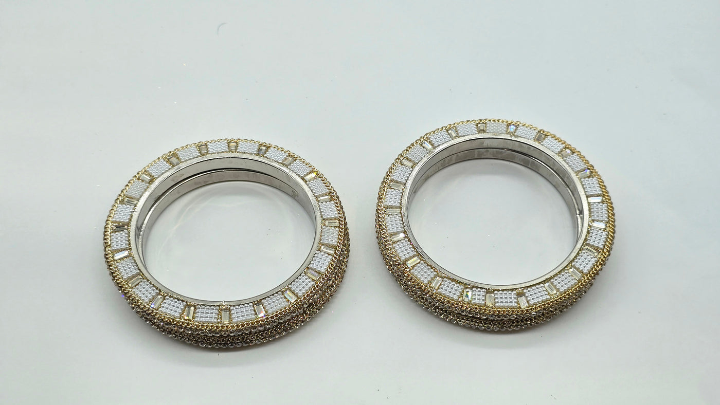 Pearl Glow Pacheli – Elegant Metal Bangles Set (4 Pieces)